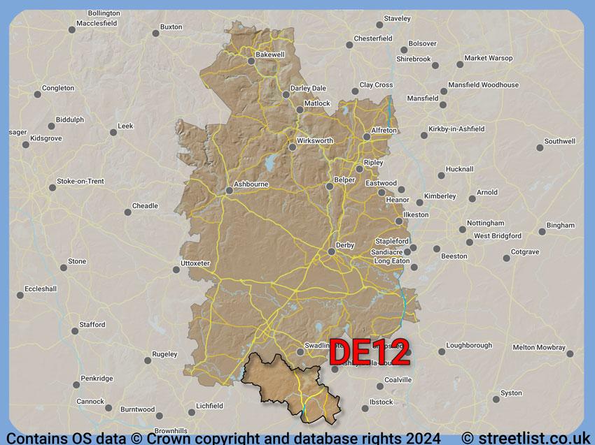 Where the DE12 postcode district lies within the wider  postcode area