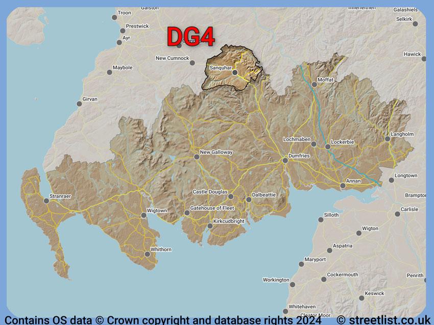 Where the DG4 postcode district lies within the wider  postcode area