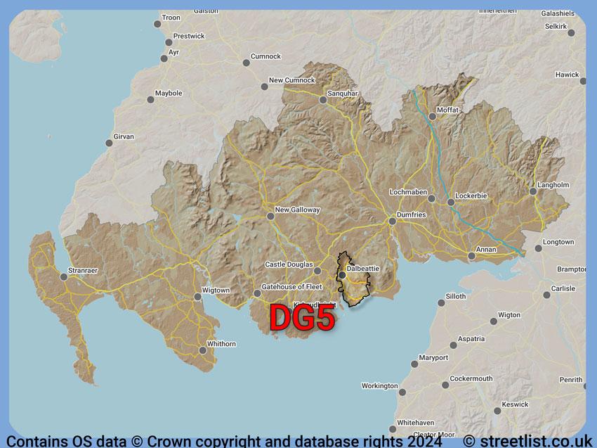 Where the DG5 postcode district lies within the wider  postcode area