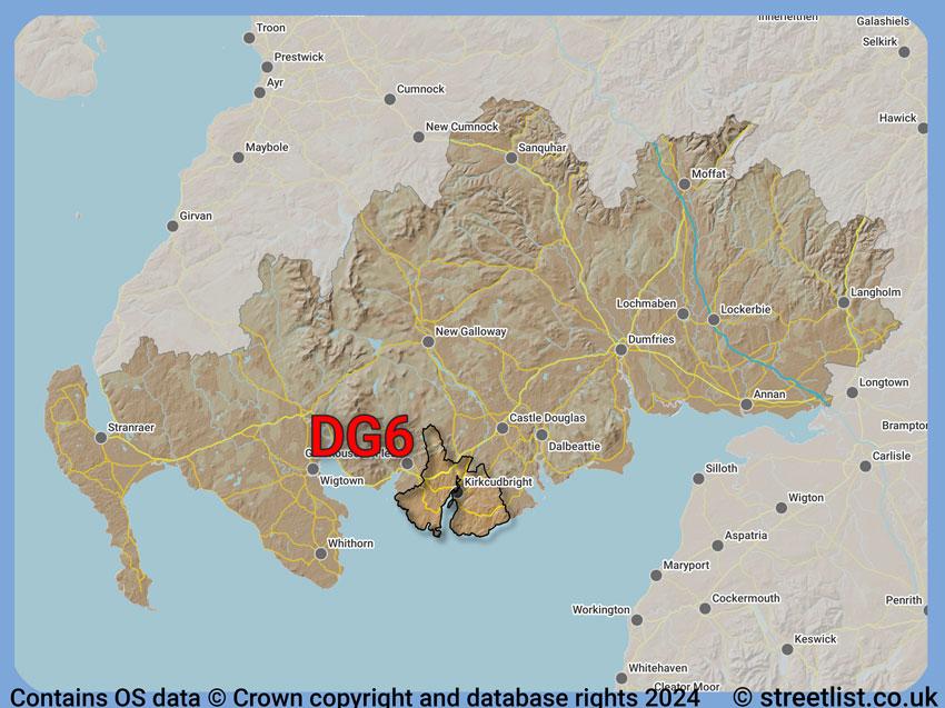 Where the DG6 postcode district lies within the wider  postcode area