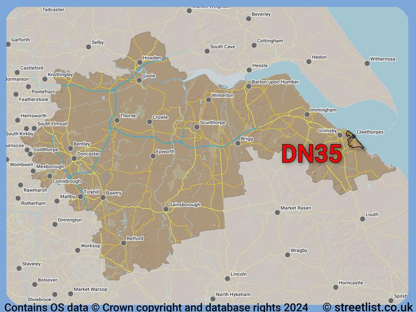 Where the DN35 postcode district lies within the wider  postcode area