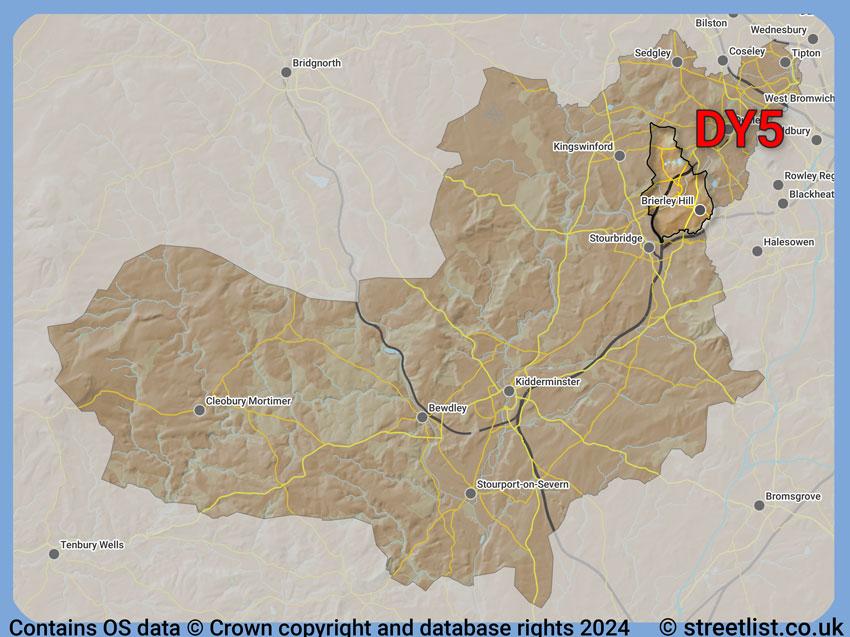 Where the DY5 postcode district lies within the wider  postcode area