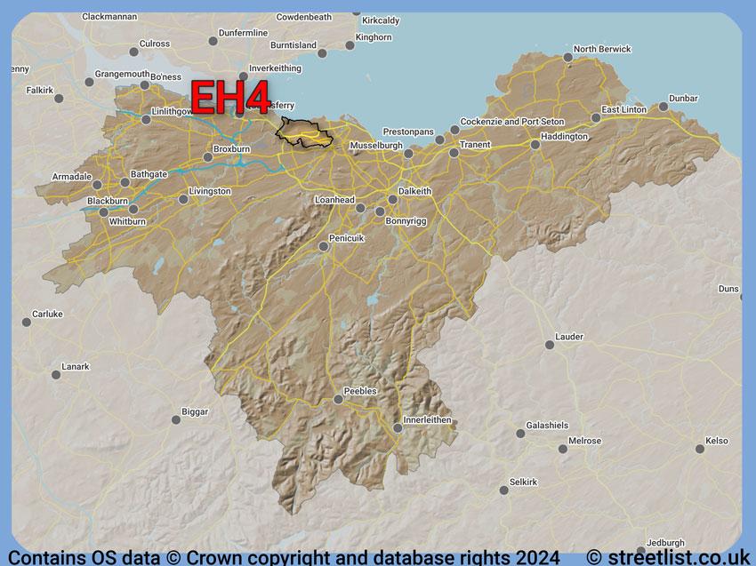 Where the EH4 postcode district lies within the wider  postcode area