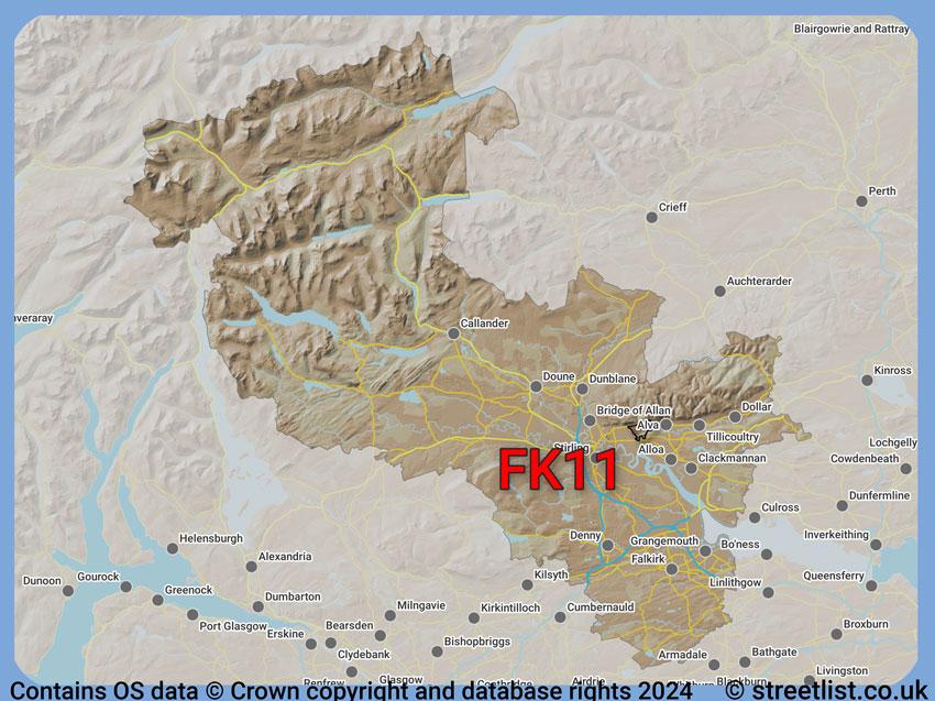 Where the FK11 postcode district lies within the wider  postcode area