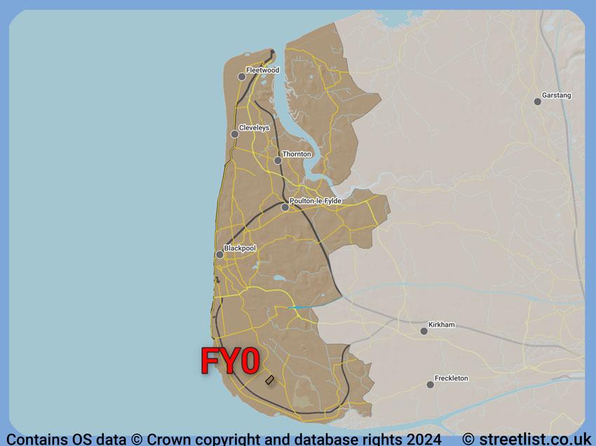 Where the FY0 postcode district lies within the wider  postcode area