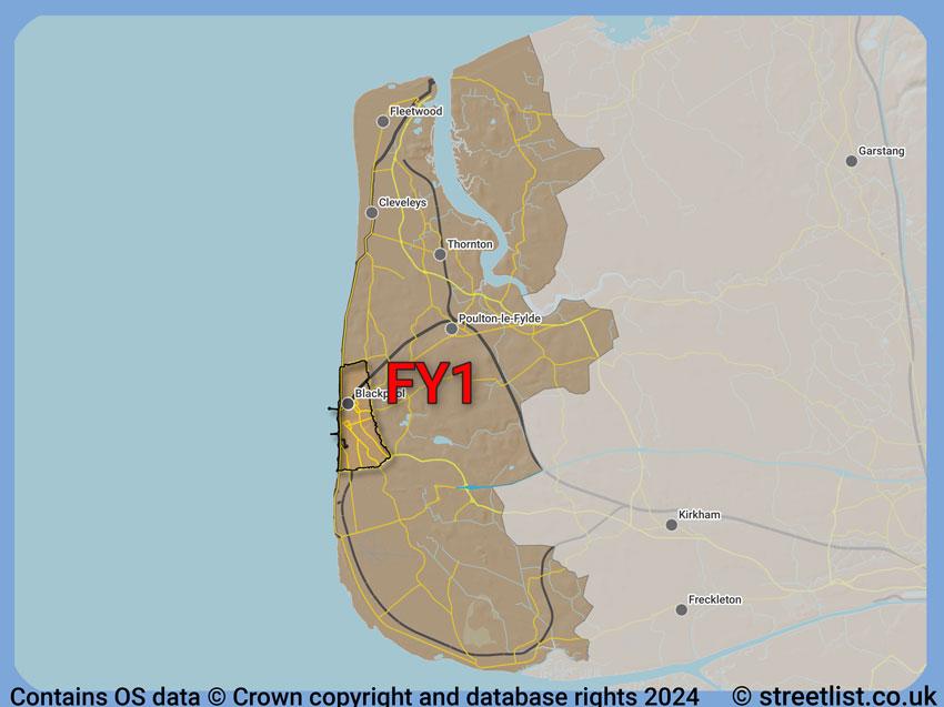 Where the FY1 postcode district lies within the wider  postcode area