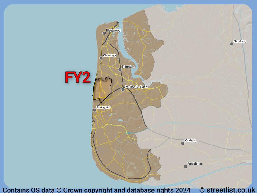 Where the FY2 postcode district lies within the wider  postcode area