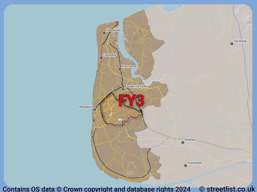 Where the FY3 postcode district lies within the wider  postcode area