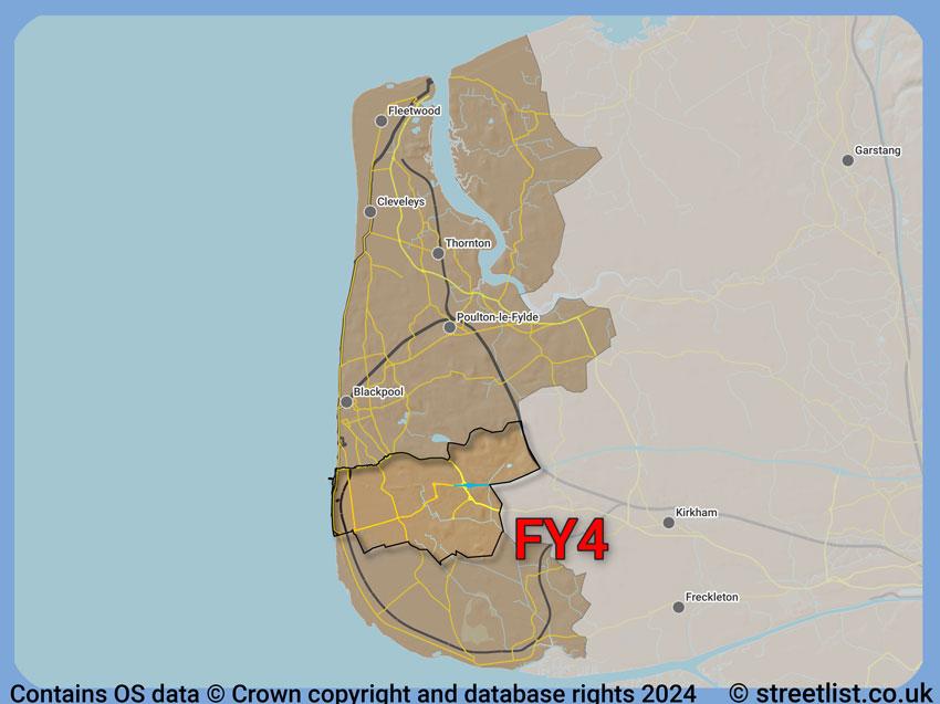 Where the FY4 postcode district lies within the wider  postcode area