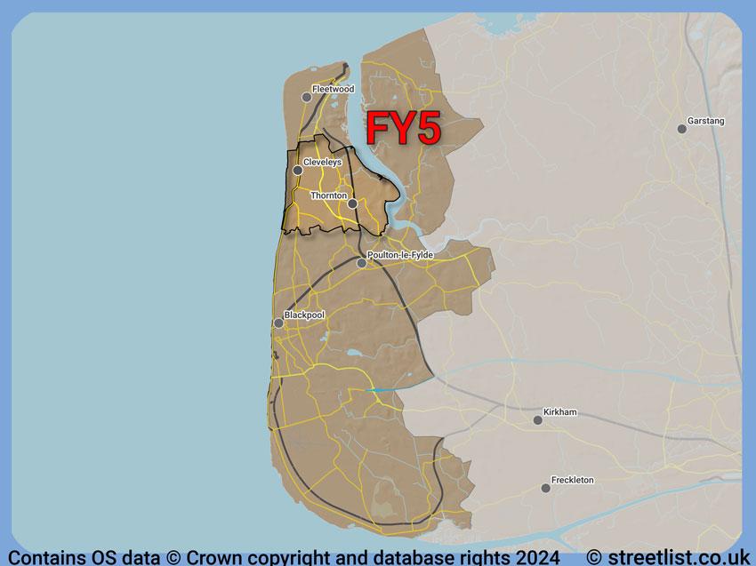 Where the FY5 postcode district lies within the wider  postcode area