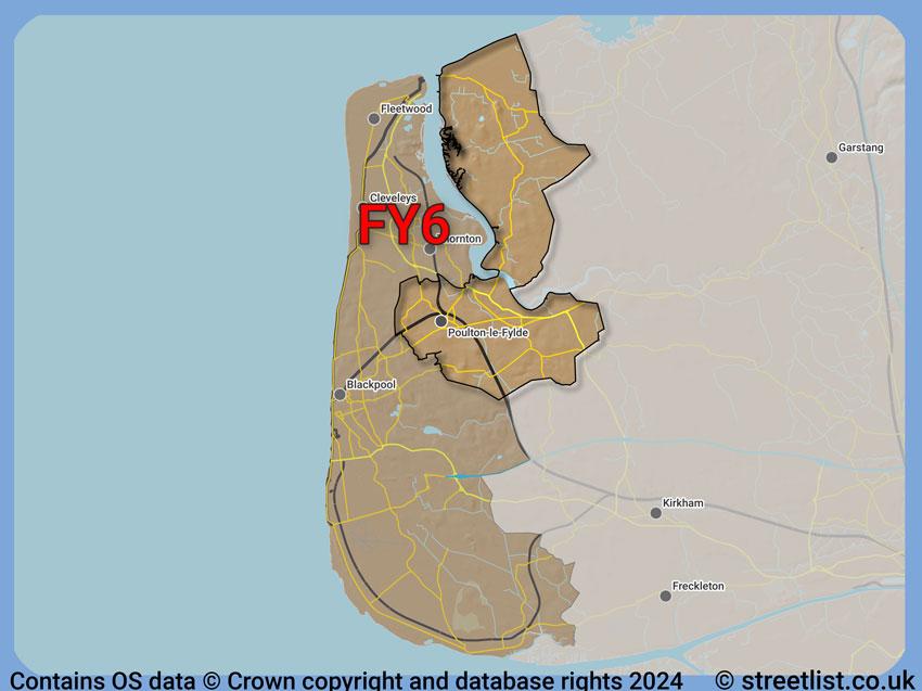 Where the FY6 postcode district lies within the wider  postcode area