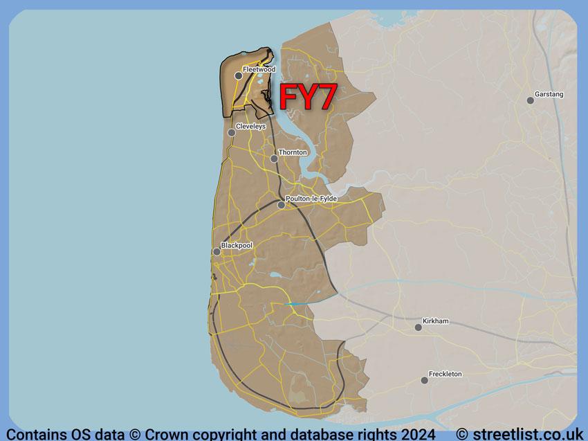 Where the FY7 postcode district lies within the wider  postcode area