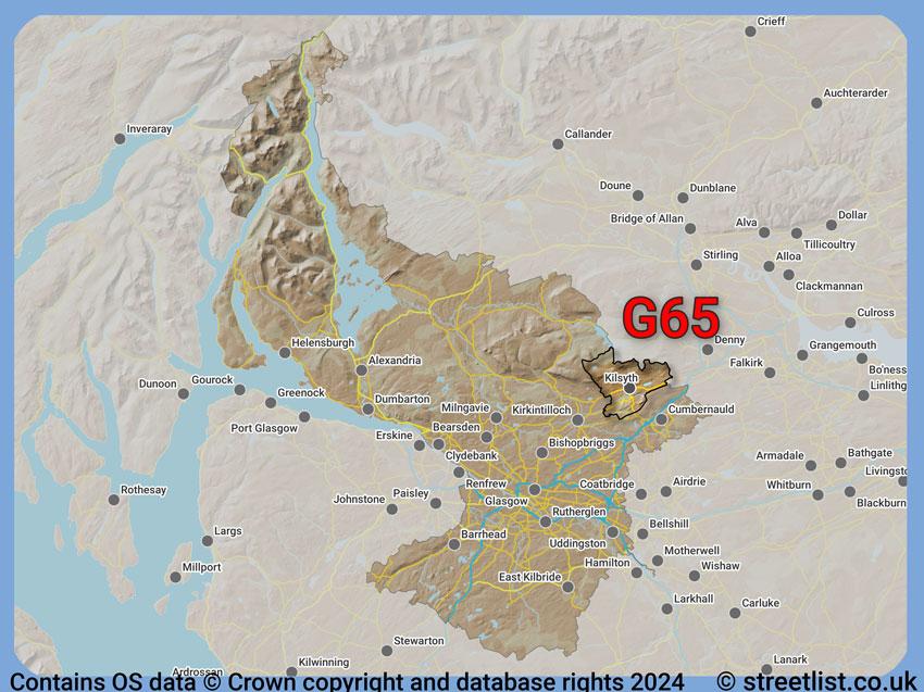 Where the G65 postcode district lies within the wider  postcode area