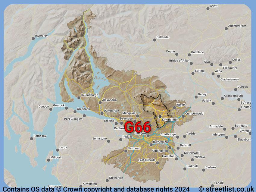 Where the G66 postcode district lies within the wider  postcode area