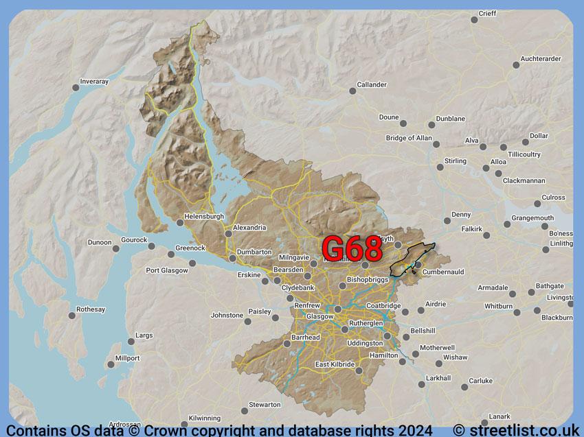 Where the G68 postcode district lies within the wider  postcode area