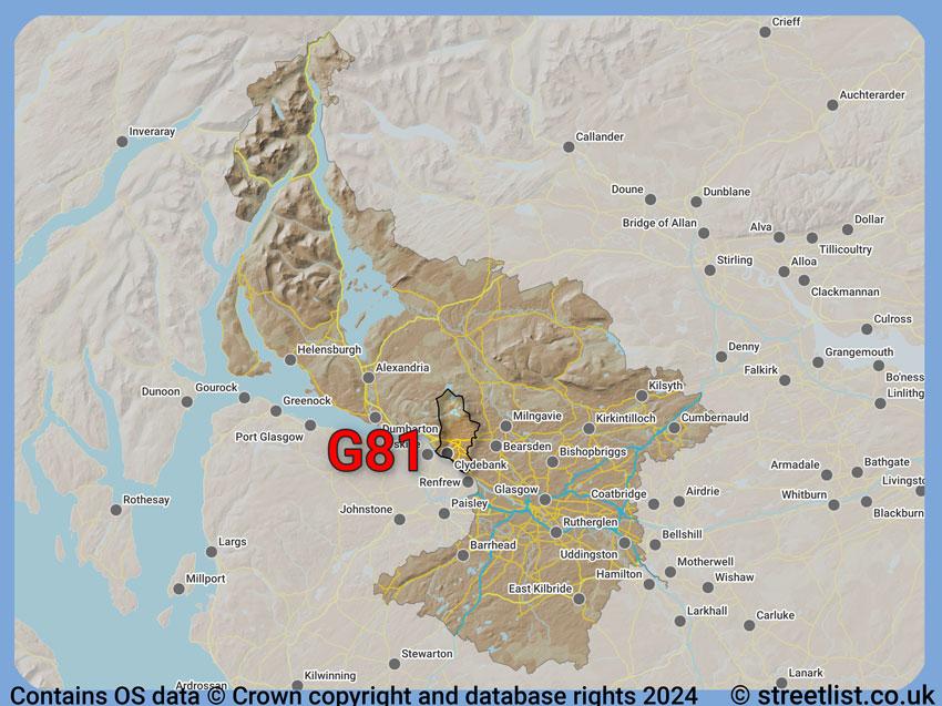 Where the G81 postcode district lies within the wider  postcode area