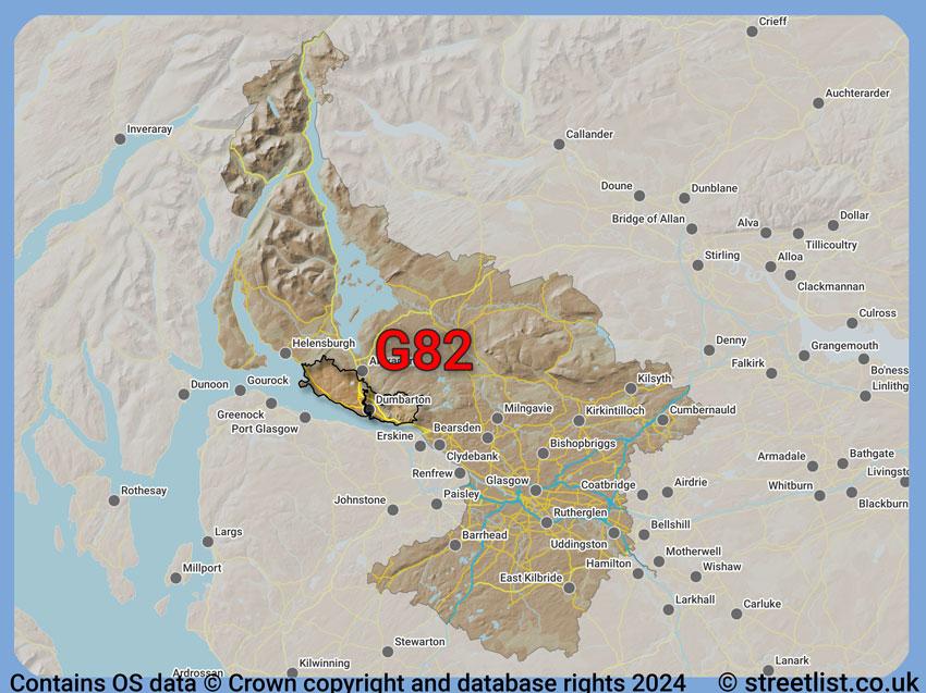 Where the G82 postcode district lies within the wider  postcode area