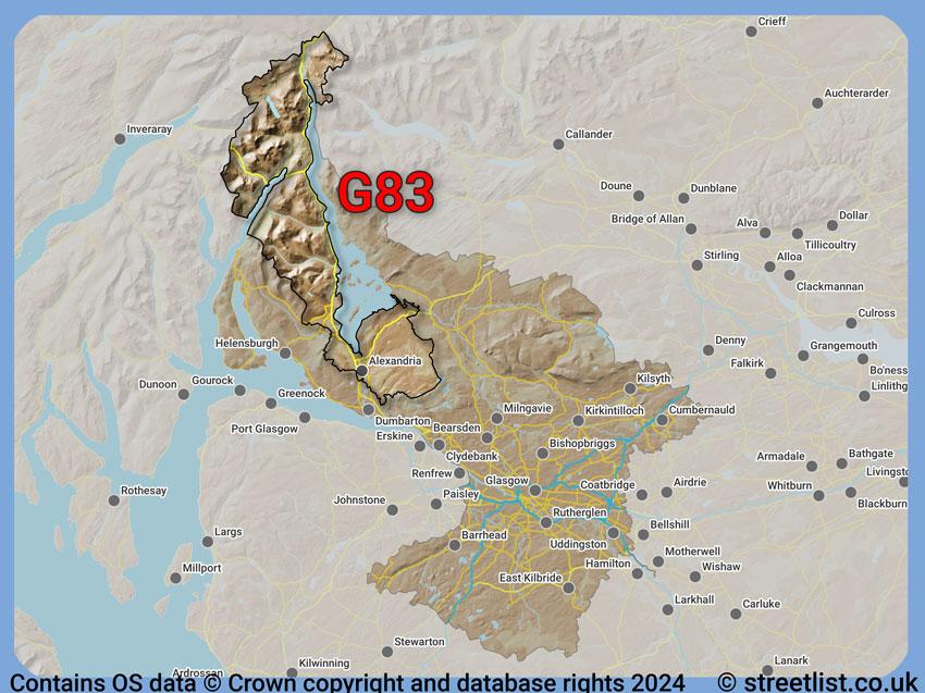 Where the G83 postcode district lies within the wider  postcode area