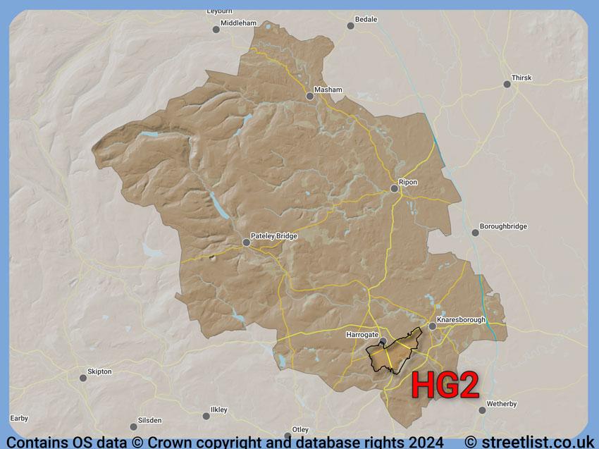 Where the HG2 postcode district lies within the wider  postcode area