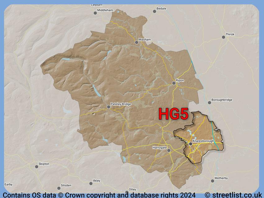 Where the HG5 postcode district lies within the wider  postcode area