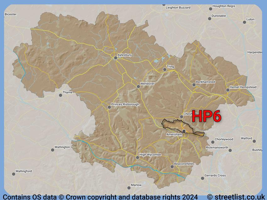 Where the HP6 postcode district lies within the wider  postcode area