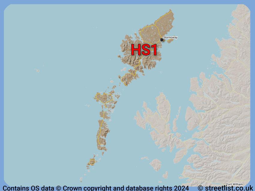 Where the HS1 postcode district lies within the wider  postcode area