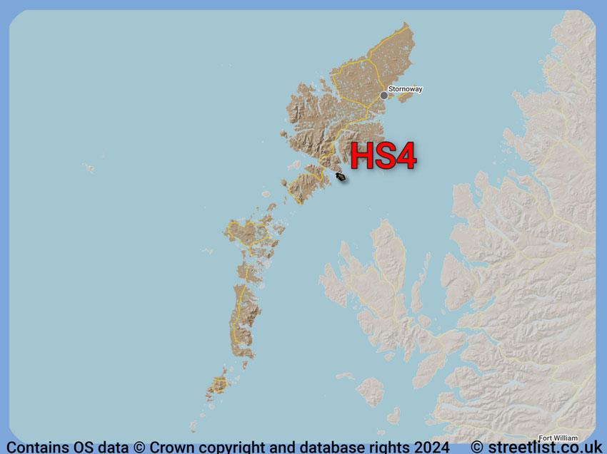 Where the HS4 postcode district lies within the wider  postcode area