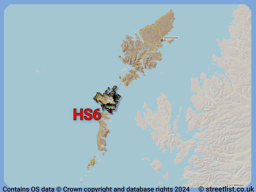 Where the HS6 postcode district lies within the wider  postcode area