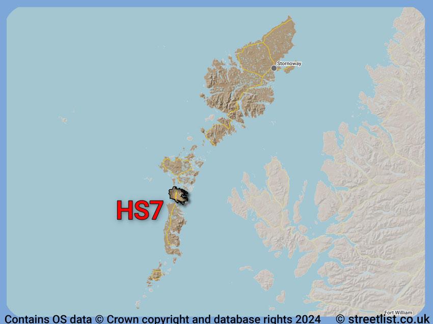 Where the HS7 postcode district lies within the wider  postcode area