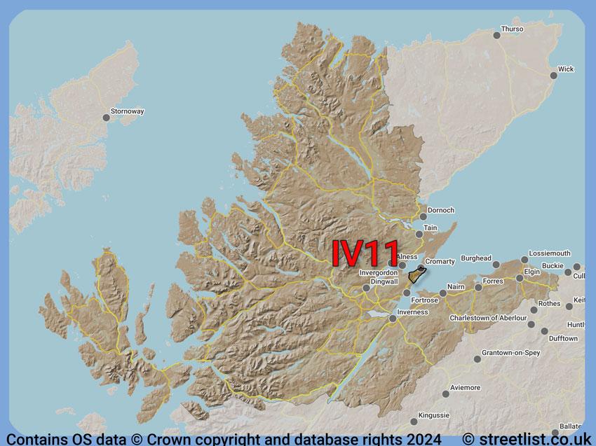 Where the IV11 postcode district lies within the wider  postcode area