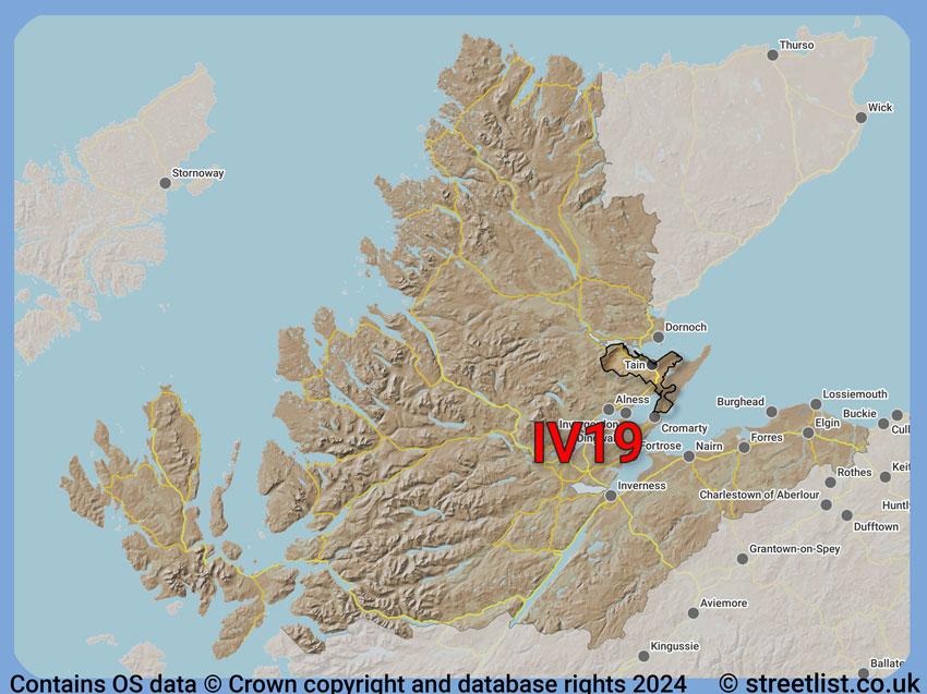 Where the IV19 postcode district lies within the wider  postcode area