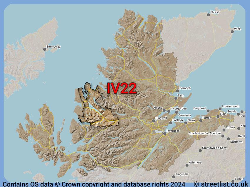 Where the IV22 postcode district lies within the wider  postcode area