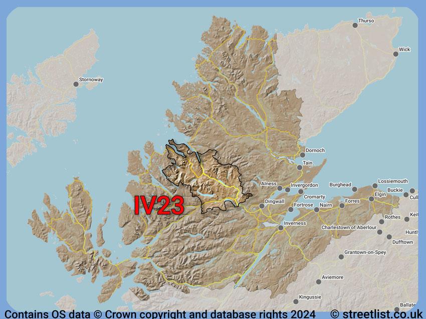 Where the IV23 postcode district lies within the wider  postcode area