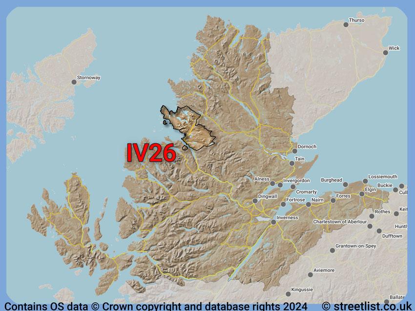 Where the IV26 postcode district lies within the wider  postcode area