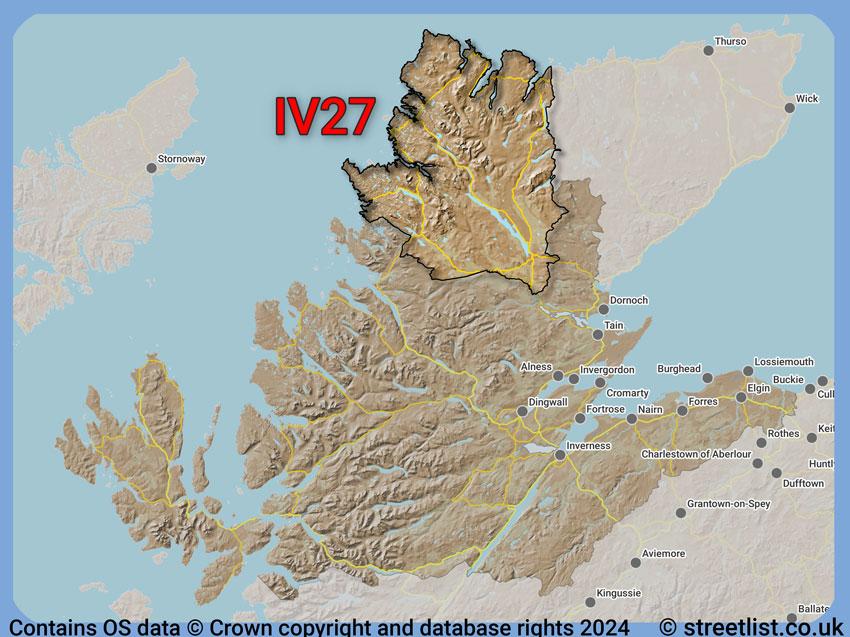 Where the IV27 postcode district lies within the wider  postcode area