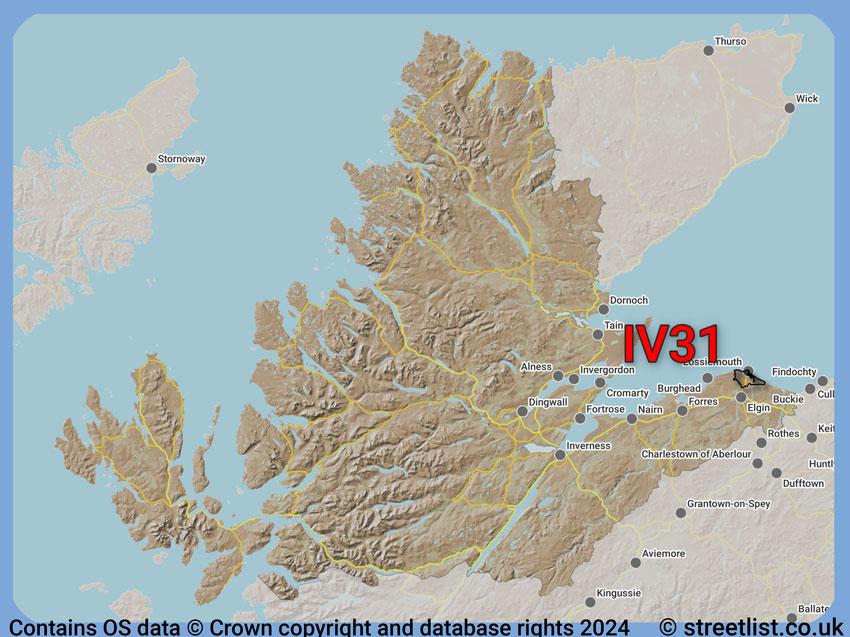 Where the IV31 postcode district lies within the wider  postcode area