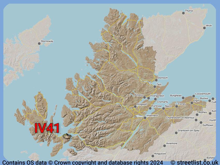 Where the IV41 postcode district lies within the wider  postcode area