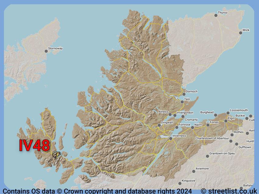 Where the IV48 postcode district lies within the wider  postcode area