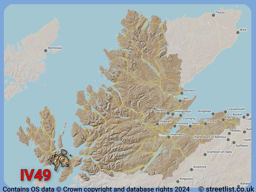 Where the IV49 postcode district lies within the wider  postcode area