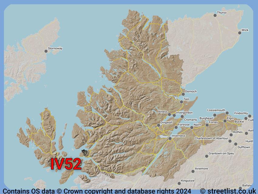 Where the IV52 postcode district lies within the wider  postcode area