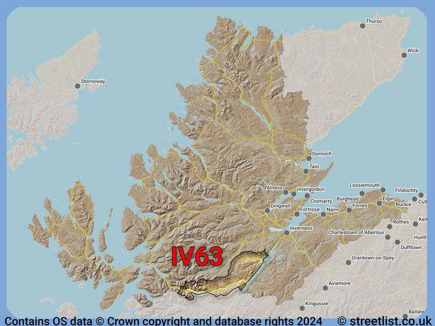 Where the IV63 postcode district lies within the wider  postcode area