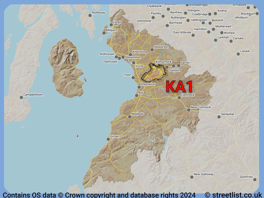 Where the KA1 postcode district lies within the wider  postcode area