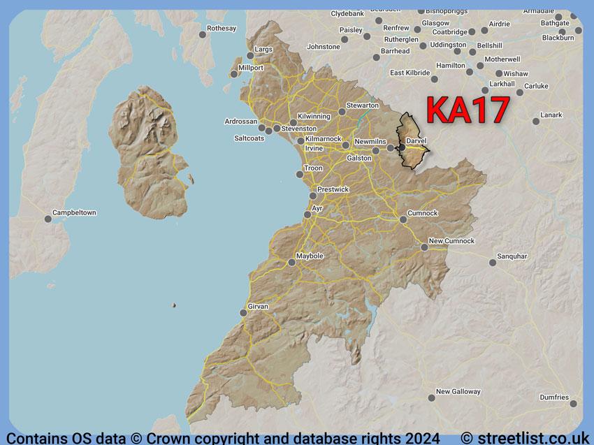 Where the KA17 postcode district lies within the wider  postcode area