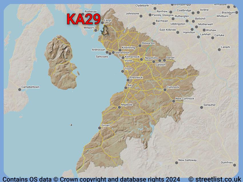 Where the KA29 postcode district lies within the wider  postcode area