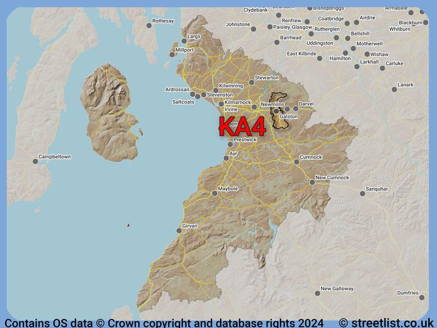 Where the KA4 postcode district lies within the wider  postcode area