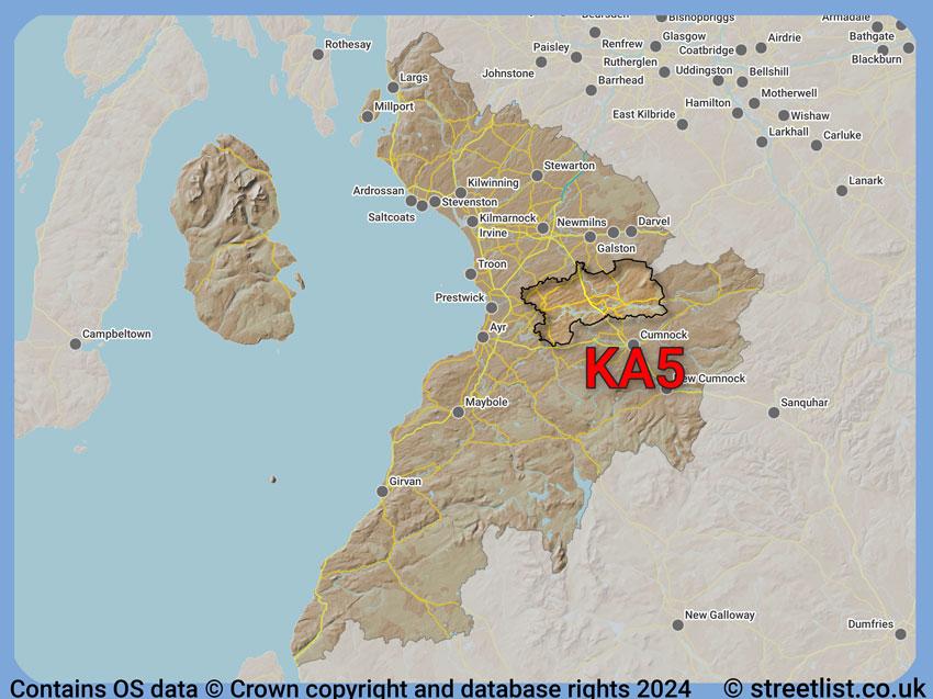 Where the KA5 postcode district lies within the wider  postcode area