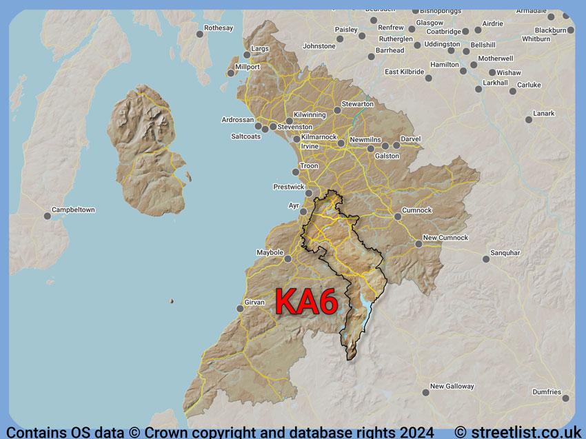 Where the KA6 postcode district lies within the wider  postcode area