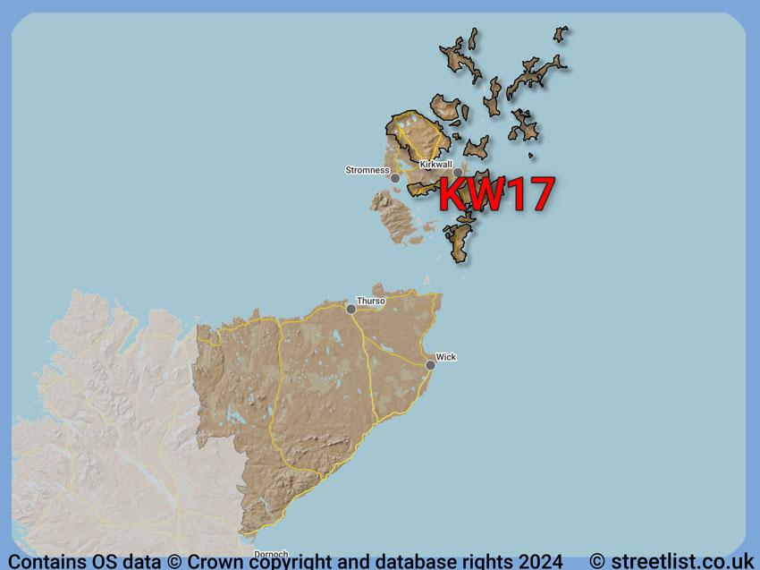 Where the KW17 postcode district lies within the wider  postcode area