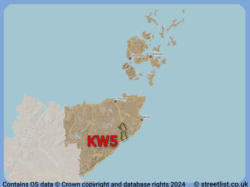 Where the KW5 postcode district lies within the wider  postcode area