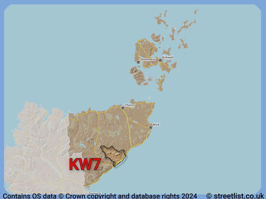 Where the KW7 postcode district lies within the wider  postcode area